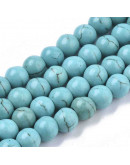 Howlite sintético. Azul. 06 mm diámetro. 1 mm perforación. 70 unidades hilo (aproximado) Howlite sintético. Azul. 06 mm diámetro. 1 mm perforación. 70 unidades hilo (aproximado)