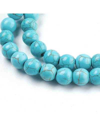 Howlite sintético. Azul. 10 mm diámetro. 1 mm perforación. 38 unidades hilo (aproximado) Howlite sintético. Azul. 10 mm diámetro. 1 mm perforación. 38 unidades hilo (aproximado)