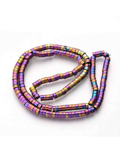 Hematite sintético. Heishi beads. Multicolor. 4x2 milímetros. 1 mm perforación. 200 uds hilo aprox.