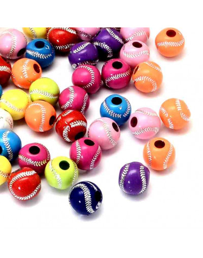 Deportes: Beisbol. Varios colores. 12 milímetros diámetro. 4 mm perforación. 20 unidades.