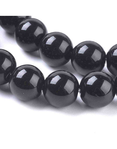 Jade. Negro. 10 milímetros diámetro. 1 mm perforación. 35 unidades hilo (aproximado)