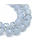 Opaco y brillante. Celeste y plateado arcoiris. 4,5 mm. 1 mm perforación. 100 uds hilo (aprox).