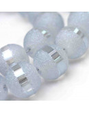 Opaco y brillante. Celeste y plateado arcoiris. 4,5 mm. 1 mm perforación. 100 uds hilo (aprox).