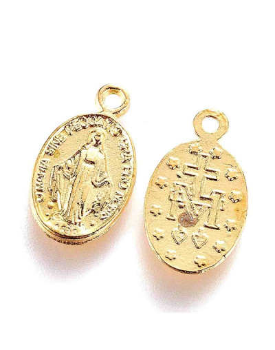 Virgen María. Aleación de cobre. Color dorado. 17,5x10x1 milímetros. 1,5 mm perforación. 10 unidades Virgen María. Aleación de cobre. Color dorado. 17,5x10x1 milímetros. 1,5 mm perforación. 10 unidades