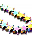 Hematite sintético. Estrella multicolor. 6x6x2 milímetros. 1 mm perforación. 10 uds Hematite sintético. Estrella multicolor. 6x6x2 milímetros. 1 mm perforación. 10 uds