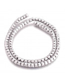 Hematite sintético. Corona plateado. Frost. 5x4 milímetros. 1 mm perforación. 100 uds hilos (aprox). Hematite sintético. Corona plateado. Frost. 5x4 milímetros. 1 mm perforación. 100 uds hilos (aprox).