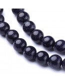 Aventurina azul. 06 milimetros diámetro. 1 mm perforación. 60 unidades hilo (aproximado).