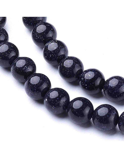 Aventurina azul. 08 milímetros diámetro. 1 mm perforación. 45 unidades hilo (aproximado).