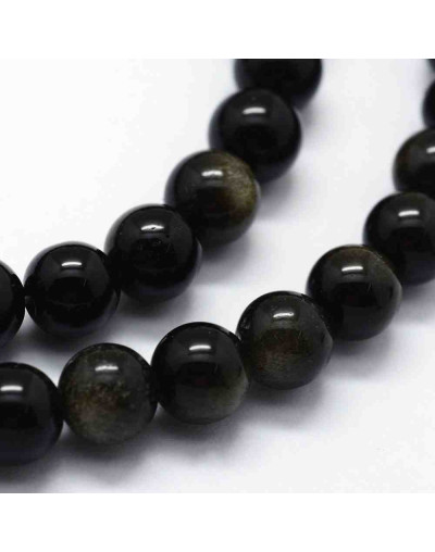 Obsidiana Dorada. 06 mm diámetro. 1 mm perforación. 60 unidades hilo (aproximado)