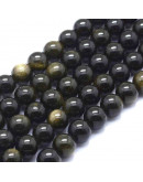 Obsidiana Dorada. 08 mm diámetro. 1 mm perforación. 45 unidades hilo (aproximado) Obsidiana Dorada. 08 mm diámetro. 1 mm perforación. 45 unidades hilo (aproximado)