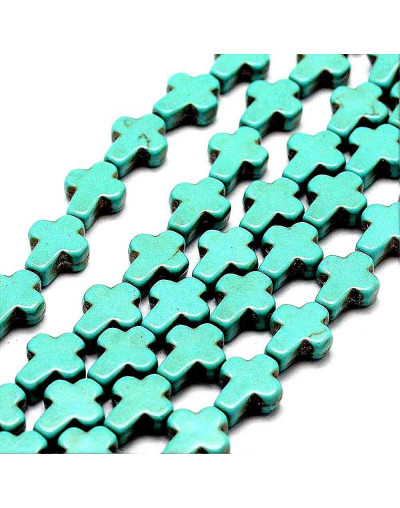 Howlite. Cruces. Azul. 10,5x8,5x5,5 mm. 1 mm perforación. 37 unidades hilo (aproximado)