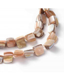 Concha de mar. Rectangular. Naranja suave. 8x8 milímetros. 1 mm perforación. 40 uds hilo (aprox.).