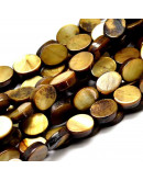 Concha de mar. Ovalado. Color café. 8x6x6 milímetros. 1 mm perforación. 45 uds hilo (aproximado).