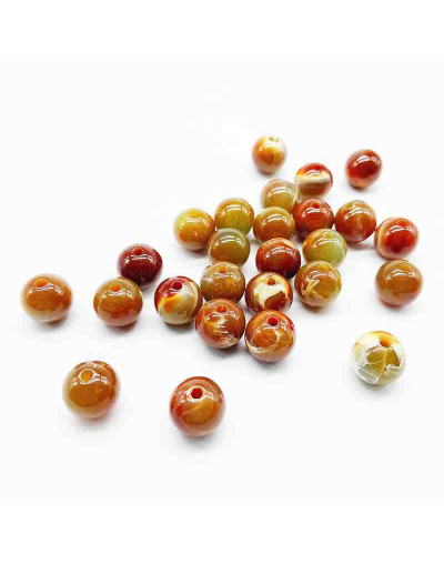 Imitación: Agata. Esfera. 8 milímetros diámetro. 1,5 mm perforación. 50 unidades aproximado.