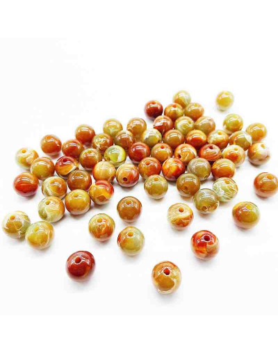 Imitación: Agata. Esfera. 8 milímetros diámetro. 1,5 mm perforación. 50 unidades aproximado.