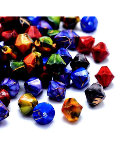 Spray Painted. Bi-cono. 7,5x7,5 milímetros. 1,5 mm perforación. 40 unidades aproximado.