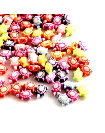 Animales: Tortugas. Varios colores. 10x6x4 milímetros. 1,5 mm perforación. 100 unidades aproximado.