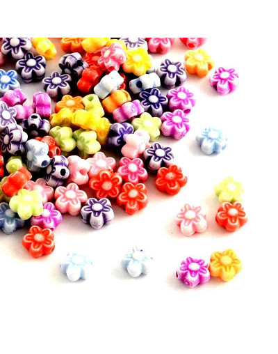 Flor (1). Varios colores. 7x4 milímetros. 1 milímetro perforación. 100 unidades aproximado.