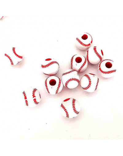 Deportes: Beisbol. Color blanco-rojo. 12 milímeros diámetro. 4 mm perforación. 20 unidades