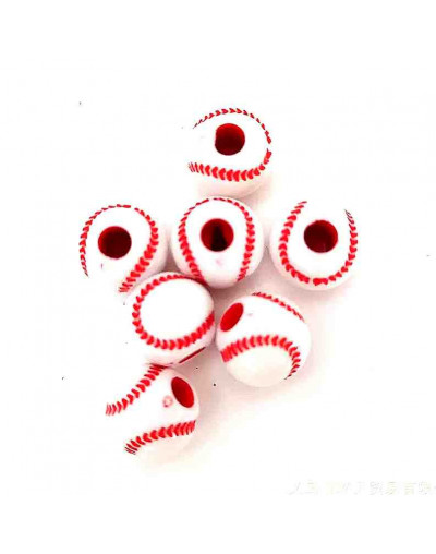 Deportes: Beisbol. Color blanco-rojo. 12 milímeros diámetro. 4 mm perforación. 20 unidades