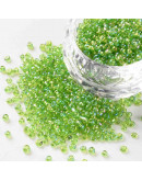 Chaquira. Cristal Arcoiris. GREEN YELLOW. 2 mm. 1 mm perforación. 40 gramos (2600 uds aprox)