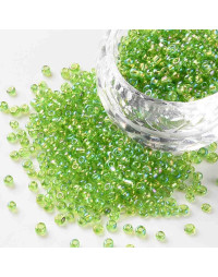 Chaquira. Cristal Arcoiris. GREEN YELLOW. 2 mm. 1 mm perforación. 40 gramos (2600 uds aprox)