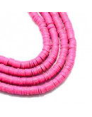 Discos. Color rosado fuerte. 6 milímetros diámetro. 1 mm grosor. 1 mm perforación. 380~400 uds hilo.