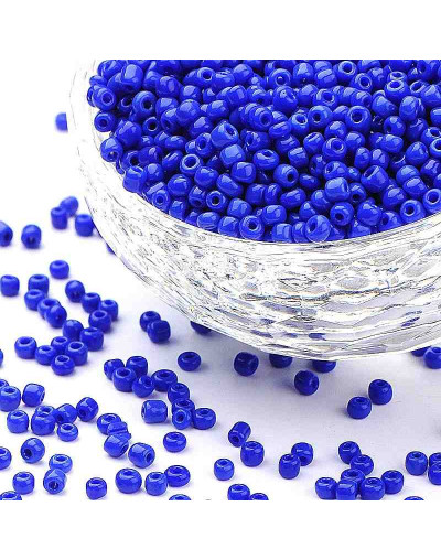 Chaquira. Color sólido. AZUL. 2 mm. 1 mm perforación. 40 gramos (2600 uds aprox)