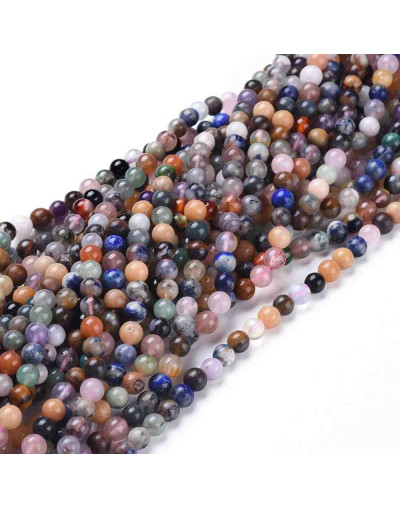 Variadas - Piedra natural. 06 mm diámetro. 0,7 mm perforación. 65 uds aproximado