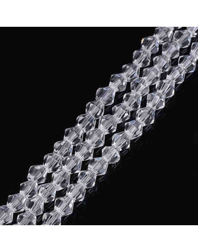 Bi-Cono. Cristal. 4x4 milímetros. 1 mm perforación. 104 unidades hilo (aproximado).