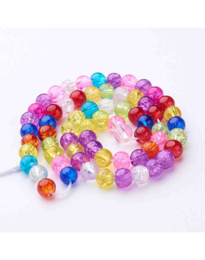 Esfera. Crackle Glass. Varios colores. 04 milímetros. 0,8 mm perforación. 105 uds hilo (aproximado).