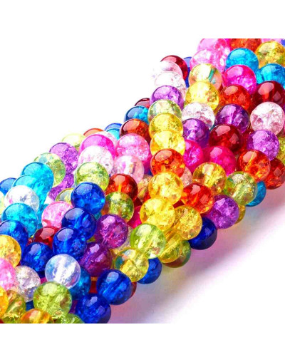 Esfera. Crackle Glass. Varios colores. 06 milímetros. 1 mm perforación. 65 uds hilo (aproximado).
