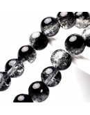 Esfera. Crackle Glass. Negro. 04 milímetros. 1 mm perforación. 200 unidades hilo (aproximado).