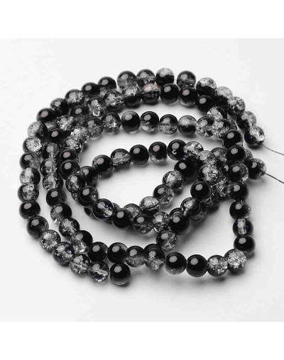 Esfera. Crackle Glass. Negro. 04 milímetros. 1 mm perforación. 200 unidades hilo (aproximado).
