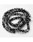Esfera. Crackle Glass. Negro. 08 milímetros. 1 mm perforación. 100 unidades hilo (aproximado).