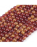 Esfera. Crackle Glass. Naranja/Rojo. 08 milímetros. 1 mm perforación. 100 uds hilo (aproximado).