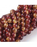 Esfera. Crackle Glass. Naranja/Rojo. 08 milímetros. 1 mm perforación. 100 uds hilo (aproximado).