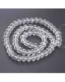 Rondelle faceteado. 6x4 milímetros. Color cristal. 1 mm perforación. 90 uds hilo (aproximado).