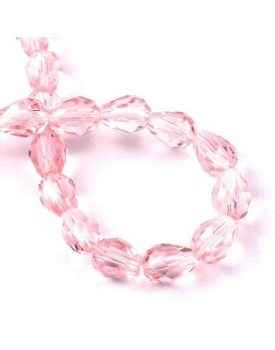 Gota faceteada. Rosado. 8x6 milímetros. 1 mm perforación. 70 unidades hilo (aproximado).