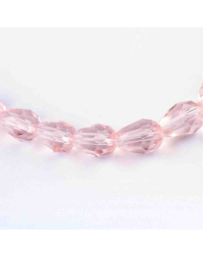 Gota faceteada. Rosado. 8x6 milímetros. 1 mm perforación. 70 unidades hilo (aproximado).