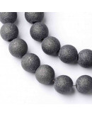 Esfera electroplateada. 08 mm diámetro. Negro escarchado. 1,5 mm perforación. 72 uds hilo (aprox).