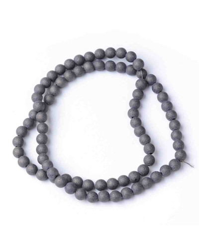 Esfera electroplateada. 08 mm diámetro. Negro escarchado. 1,5 mm perforación. 72 uds hilo (aprox).