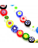 Glass Millefiori. Moneda. Color mixto. 7-9 mm diámetro. 1 mm perforación. 52 uds hilo (aproximado). Glass Millefiori. Moneda. Color mixto. 7-9 mm diámetro. 1 mm perforación. 52 uds hilo (aproximado).