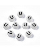 Letra negra. Vocales. Moneda fluorescente. 7 milímetros diámetro. 1,5 mm perforación. 100 uds aprox.