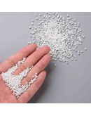 Color Sólido Lustrado. WHITE. 2 milímetros. 1 mm perforación. 40 gramos