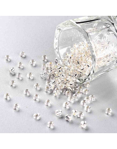 Cristal Línea Plateada. WHITE. 3 milímetros. 1 mm perforación. 40 gramos