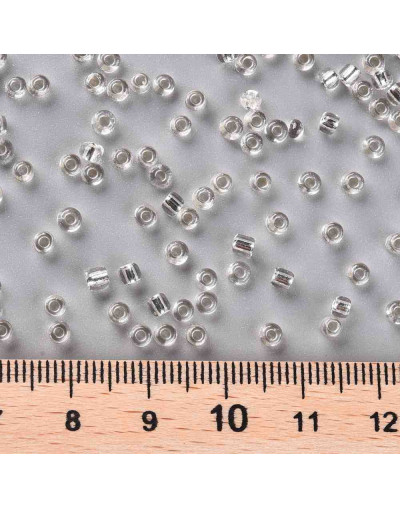 Cristal Línea Plateada. WHITE. 3 milímetros. 1 mm perforación. 40 gramos