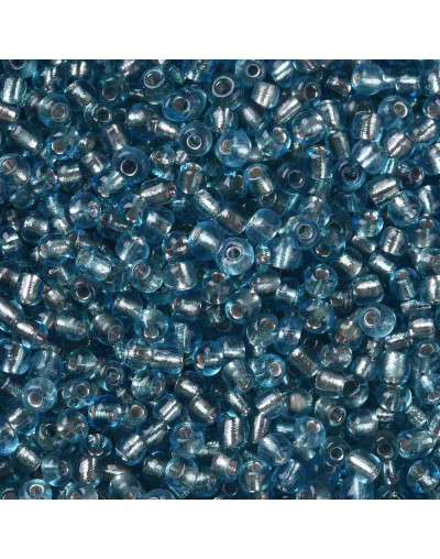 Cristal Línea Plateada. PALE TURQUOISE. 3 milímetros 1 mm perforación 40 gramos