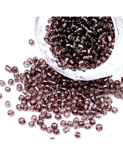 Cristal Línea Plateada. ROSY BROWN. 3 milímetros. 1 mm perforación 40 gramos