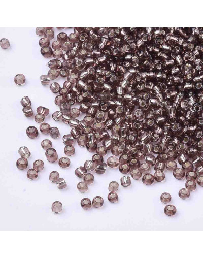 Cristal Línea Plateada. ROSY BROWN. 3 milímetros. 1 mm perforación 40 gramos